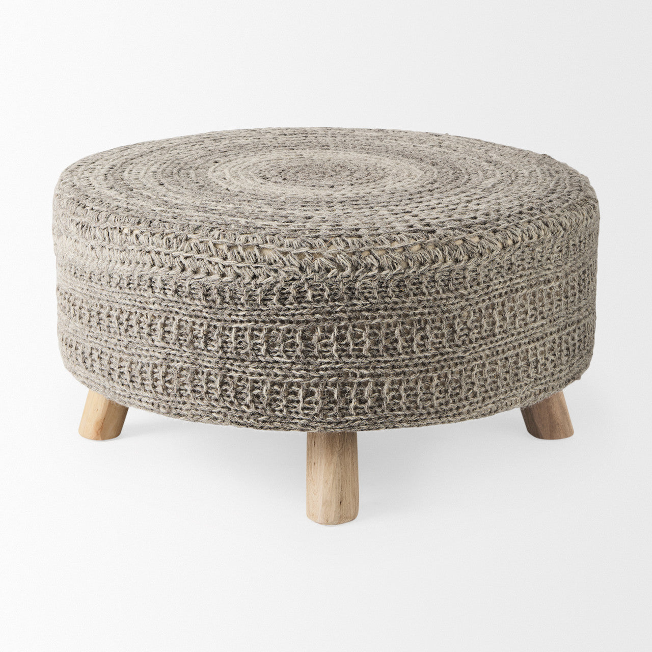 Bina 30.0L x 30.0W x 15.0H Dark Gray 4 Legged Wool Stool