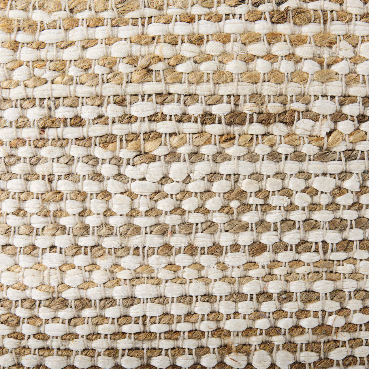 Ekani 16.0L x 16.0W x 16.0H Cream/Beige Cotton Pouf
