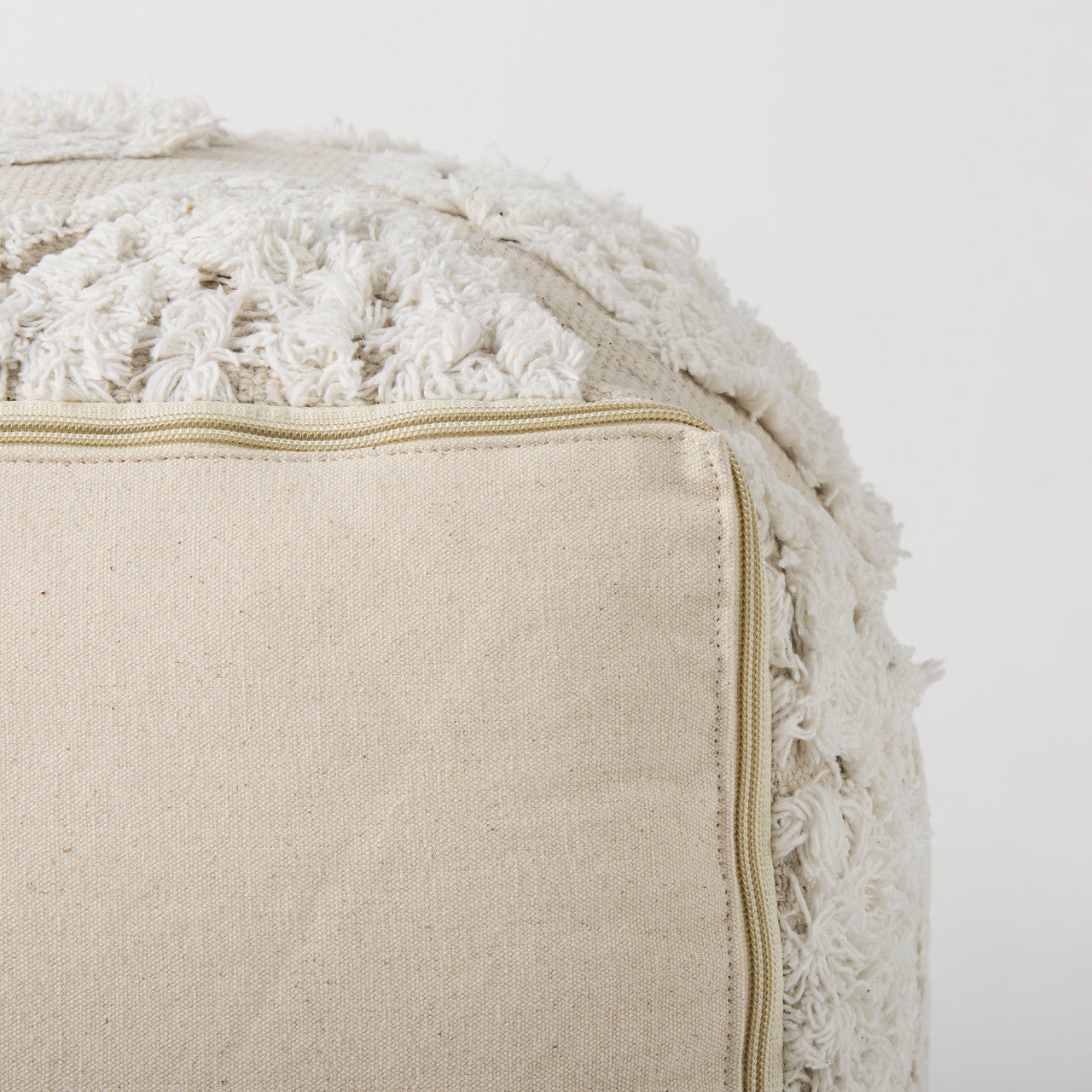 Ekanta 16.0L x 16.0W x 16.0H  Cream/Beige Patterned Cotton Pouf
