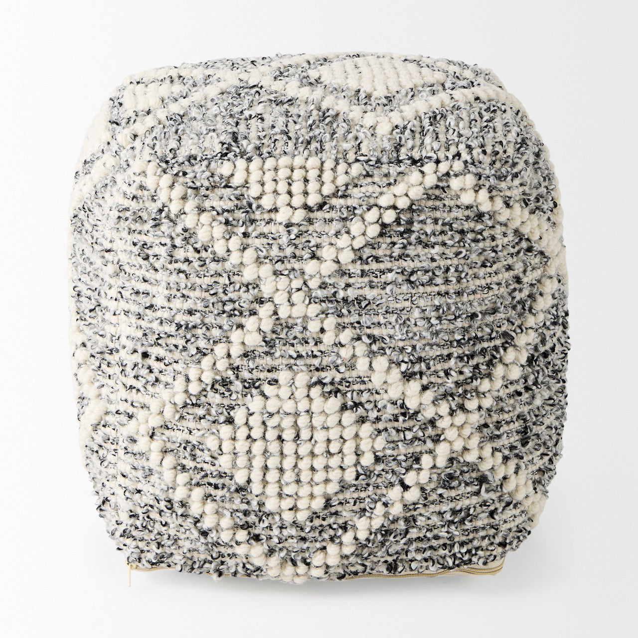 Ekiya  16.0L x 16.0W x 16.0H Black/White Yarn and Wool Patterened Pouf