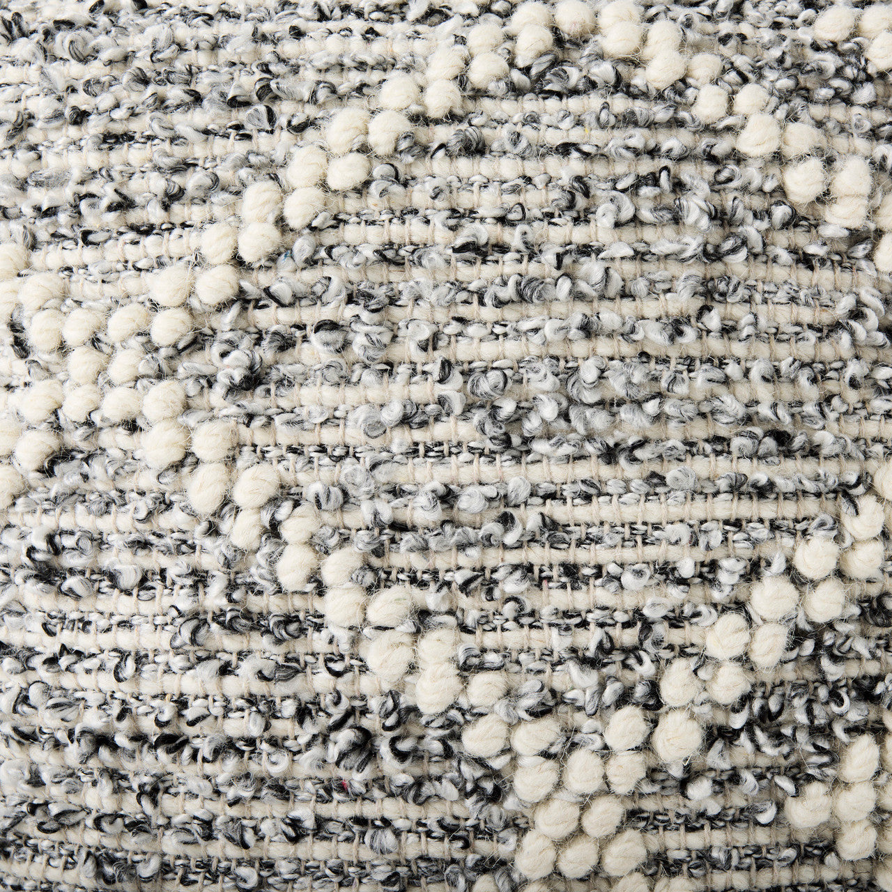 Ekiya  16.0L x 16.0W x 16.0H Black/White Yarn and Wool Patterened Pouf