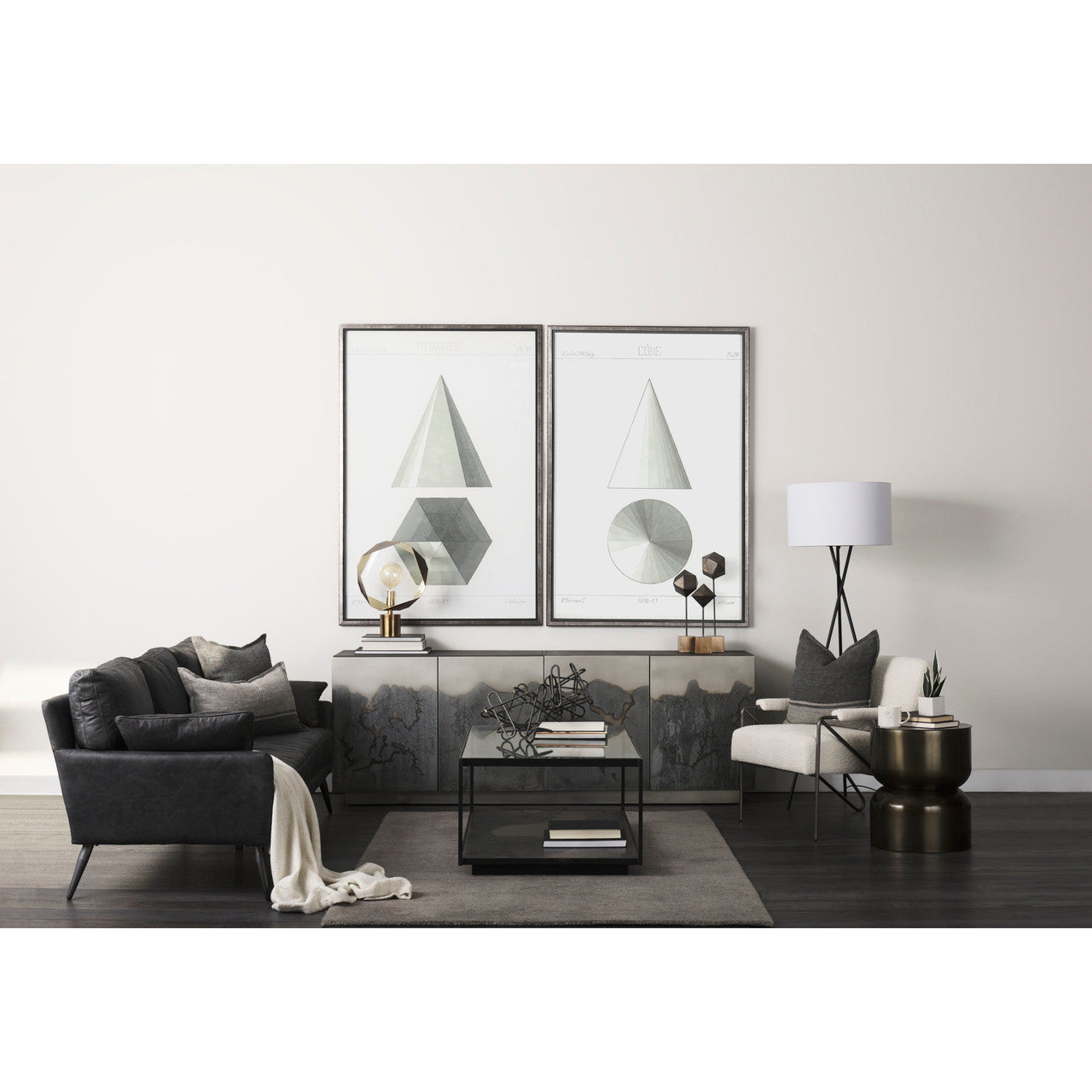 Shamir 15L x 15W Gold Geometric Metal Table Lamp