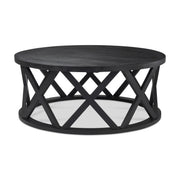 Forsey  28.0L x 45.3W x 18.0H Black Solid Wood Round Coffee Table