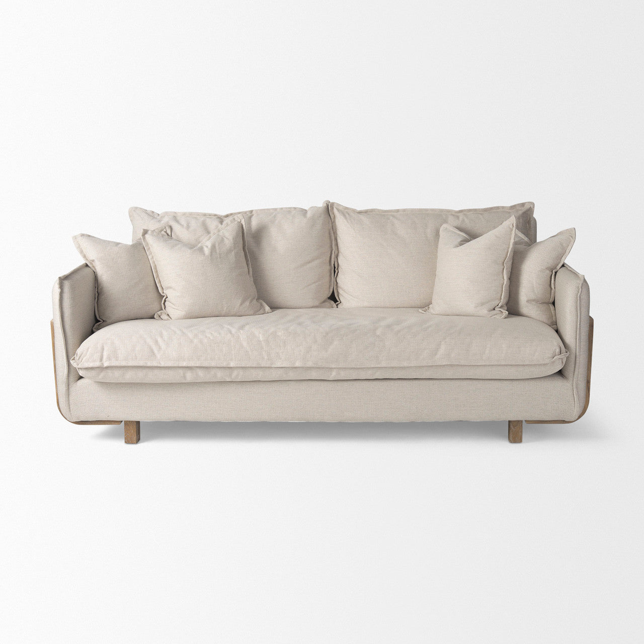 Roy I 84" Beige Upholstered Three Seater Sofa