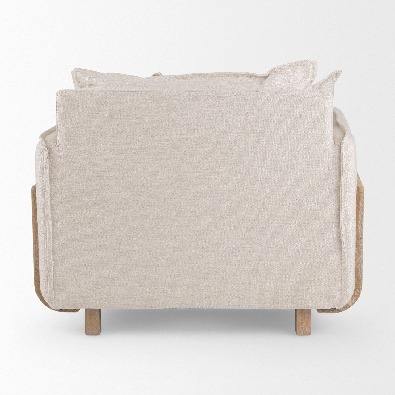 Roy II Beige Upholstered and Brown Wood Frame Arm Chair
