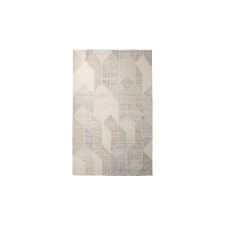 Kolt Neutral Geometric Patterned Wool Area Rug