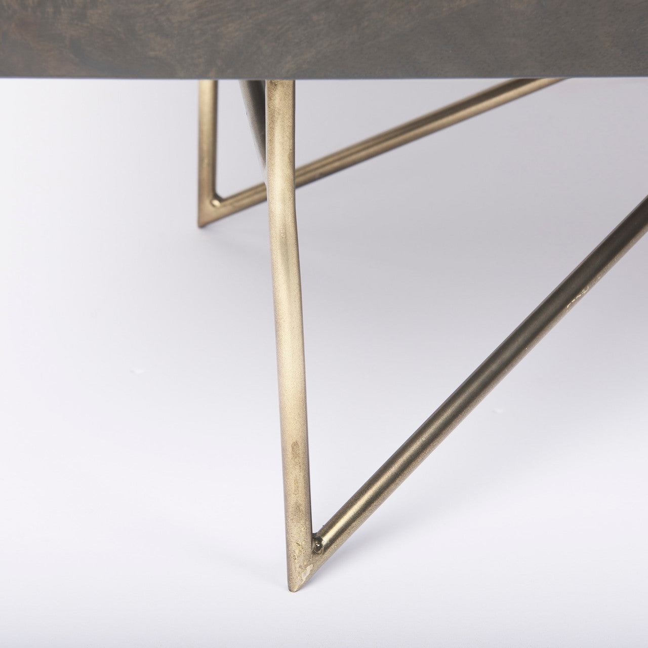 Darwin 80x17.5 Brown Solid Wood Gold Metal Base 4 Cabinet Door Sideboard