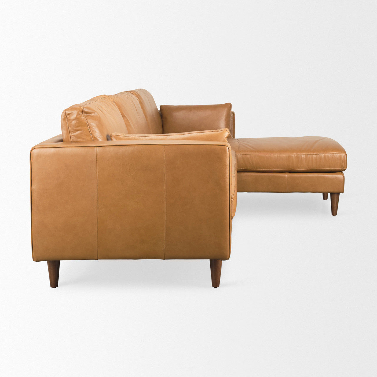 Elton 111.4L x 68.1W x 34.3H Tan Leather Right Chaise Sectional