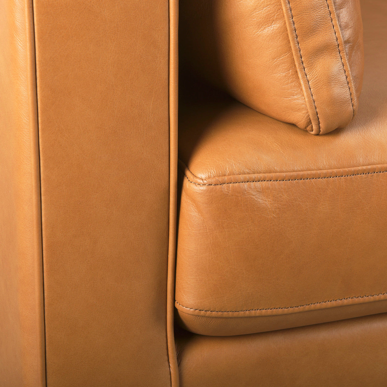 Elton  87.8L x 37.8W x 34.6H Tan Leather Sofa