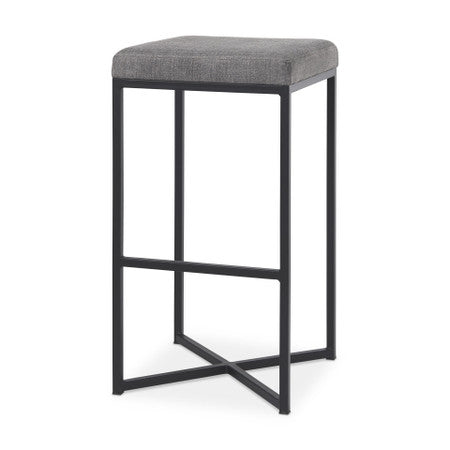 Frodo Gray Fabric Seat W/Black Iron Frame Bar Stool