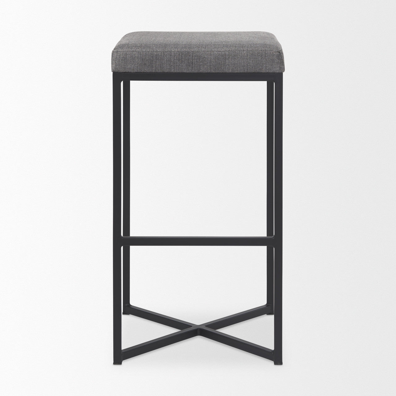 Frodo 16.5L x 16.5W x 29.75H Gray Fabric Seat W/Black Iron Frame Bar Stool