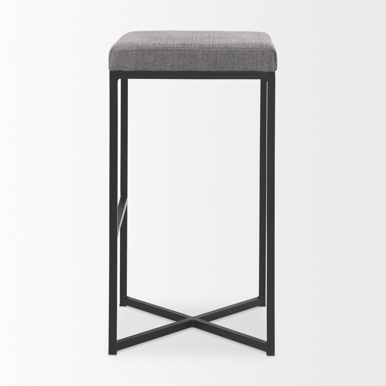 Frodo 16.5L x 16.5W x 29.75H Gray Fabric Seat W/Black Iron Frame Bar Stool
