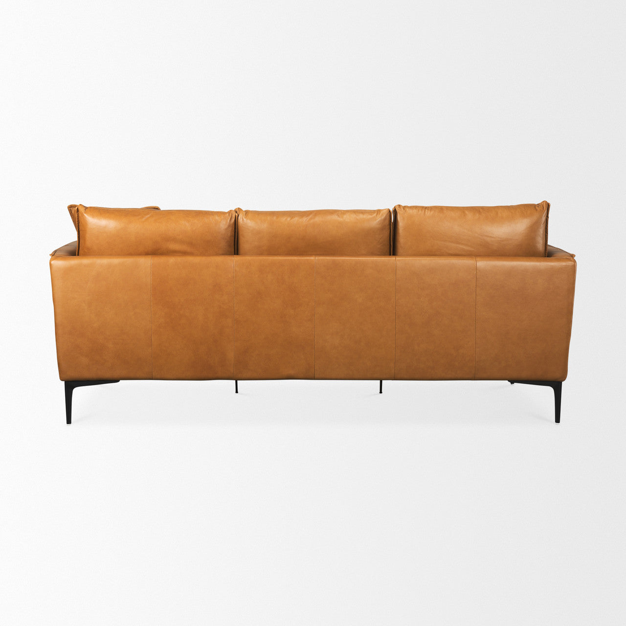Lake Como 85.8L x 36.6W x 32.3H Tan Leather Three Seater Sofa