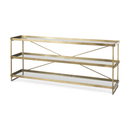 Trey Gold Metal W/Glass Console Table