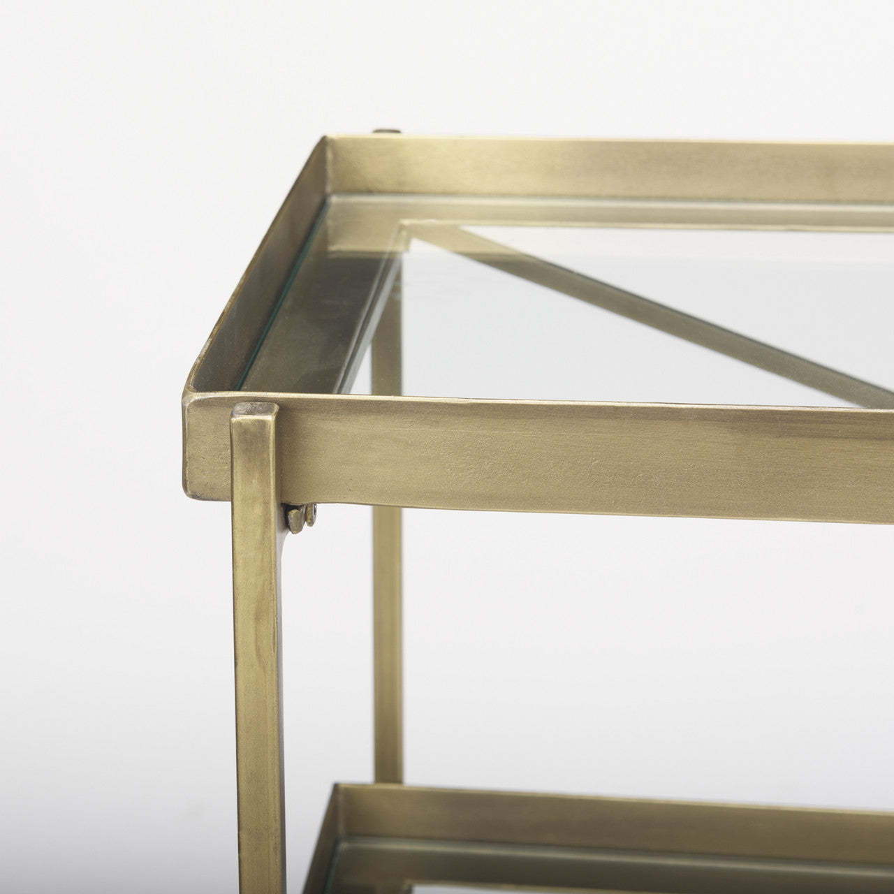 Trey 72.0L x 16.0W x 30.0H Gold Metal W/Glass Console Table