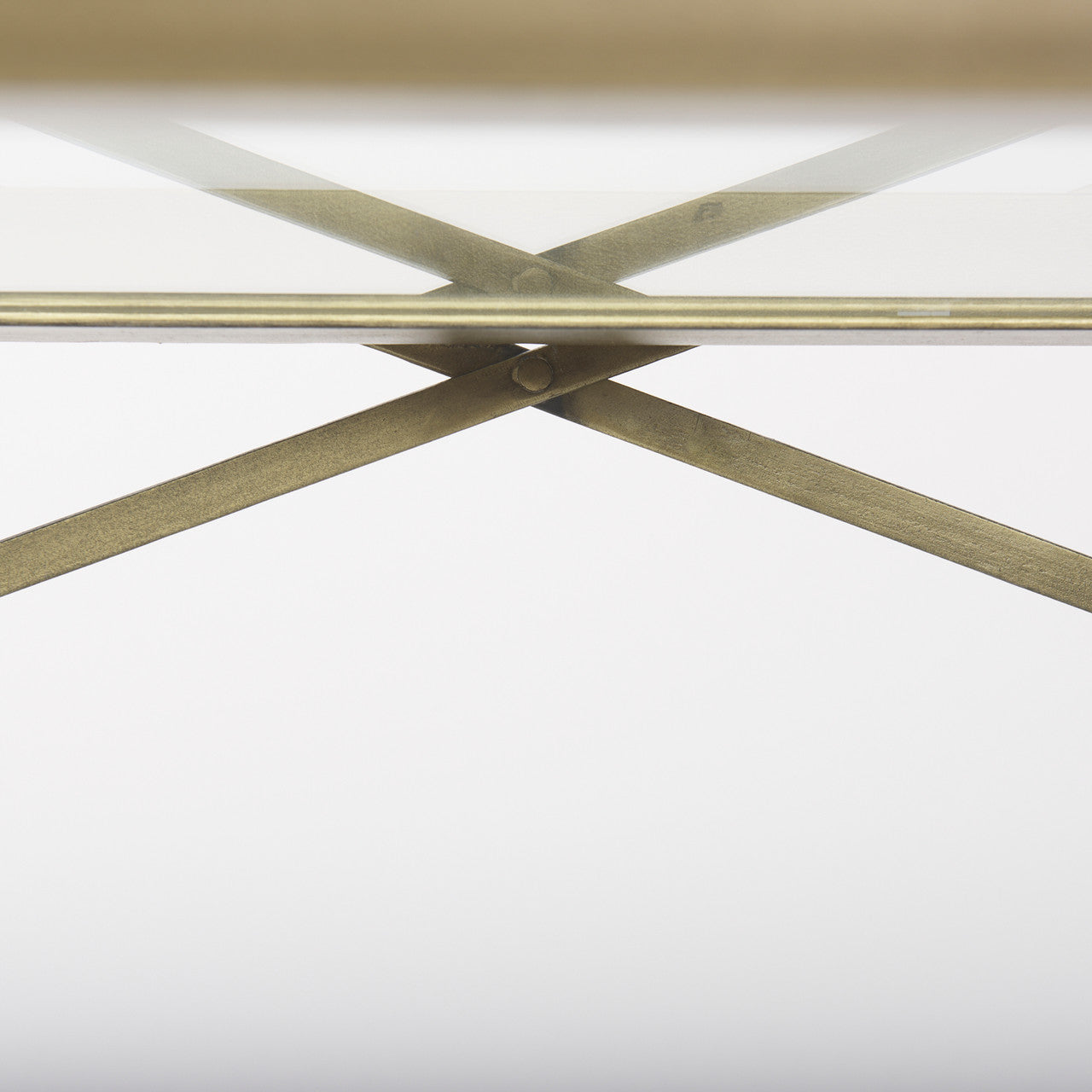Trey 72.0L x 16.0W x 30.0H Gold Metal W/Glass Console Table