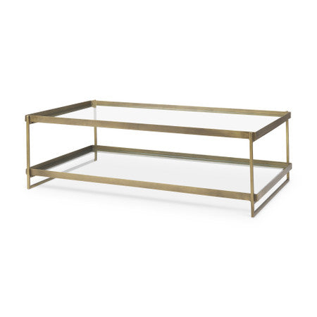 Trey Gold Metal W/Glass Coffee table