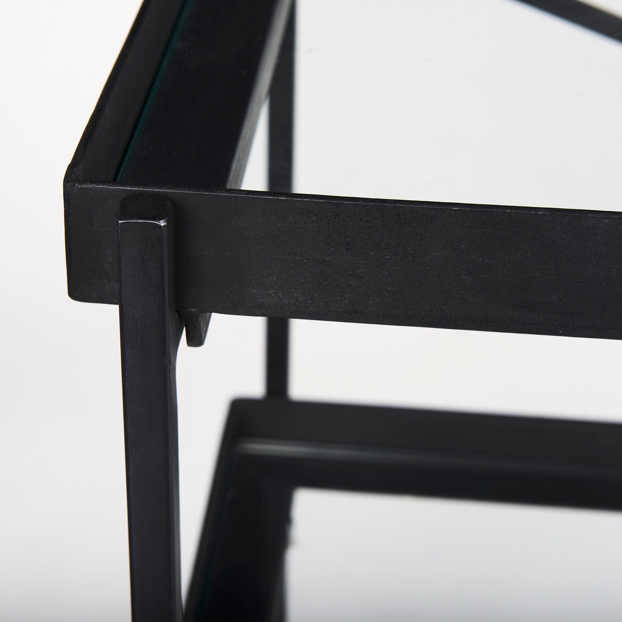 Trey 72.0"L x 16.0"W x 30.0"H Black Metal W/Glass Console Table