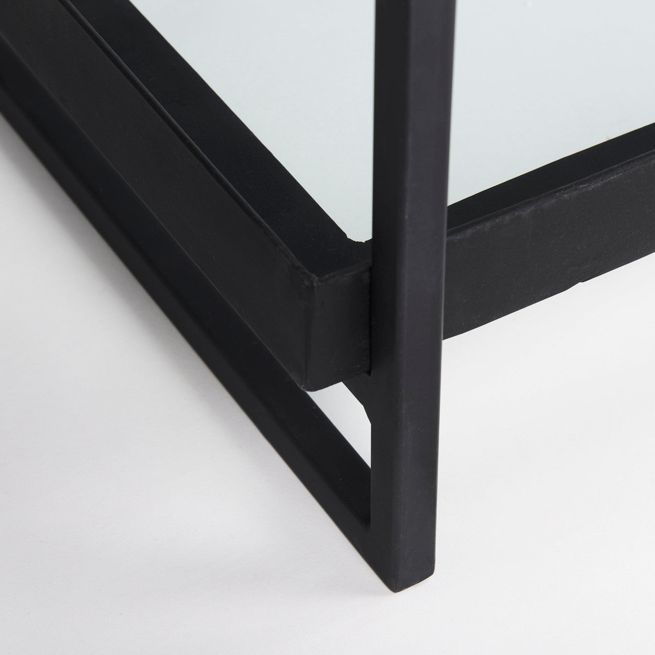 Trey 72.0"L x 16.0"W x 30.0"H Black Metal W/Glass Console Table