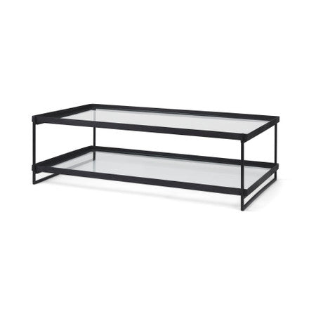 Trey Black Metal W/Glass Coffee Table