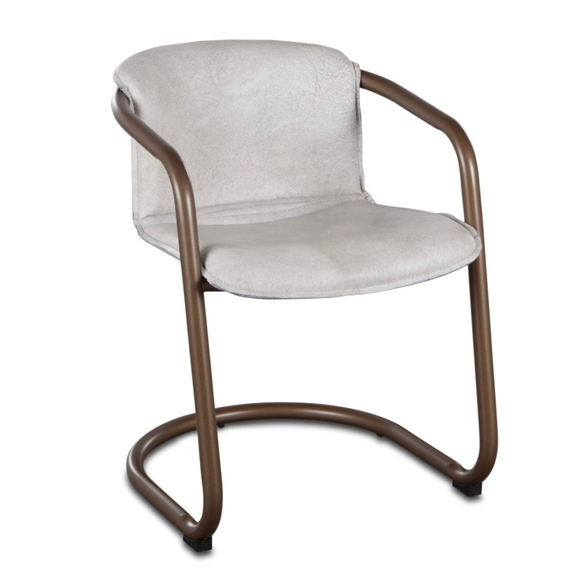 Industrial Loft Metal and Leather Dining Chair in Vintage White