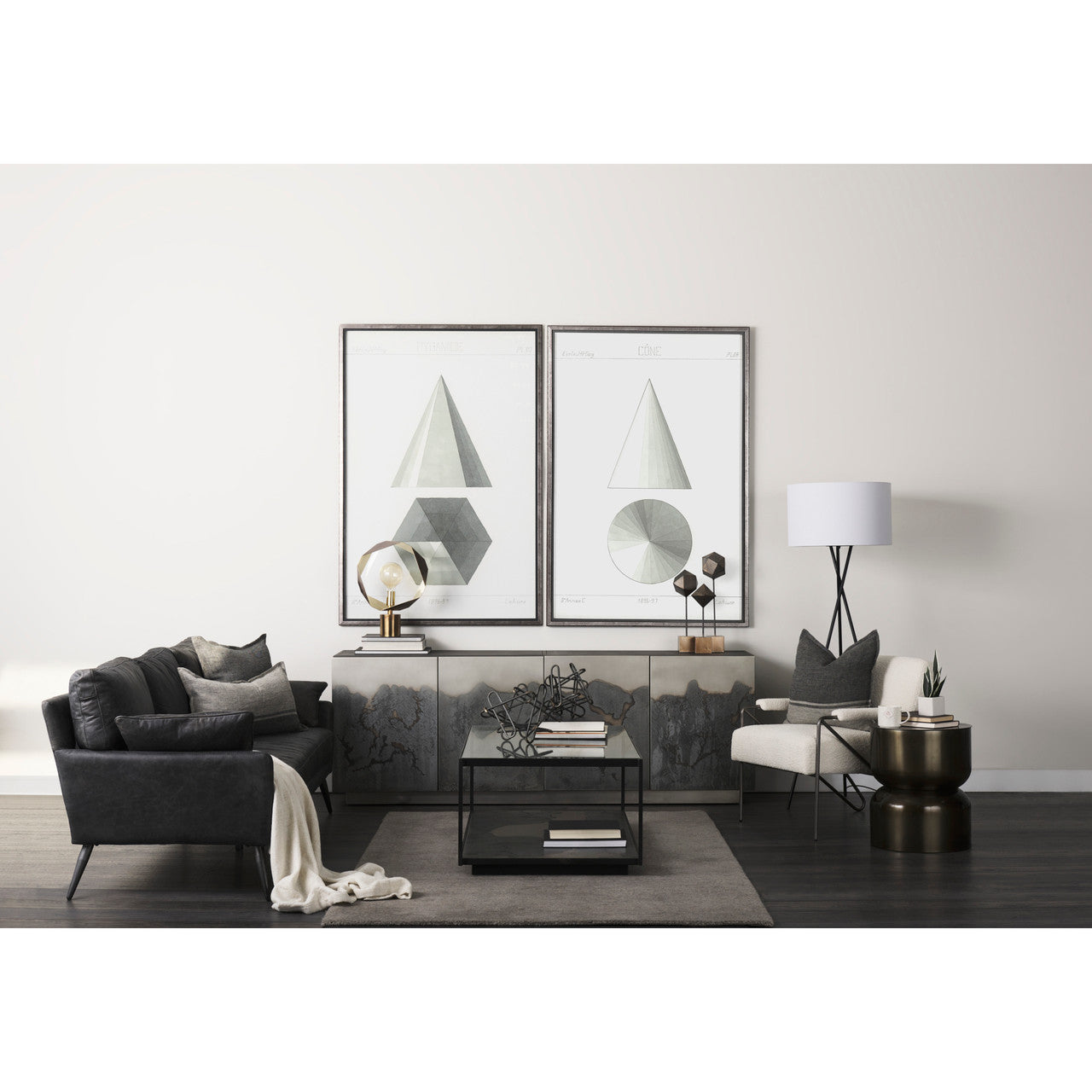 Vicunya Cream Fabric W/Gun Metal Gray Metal Frame Accent Chair