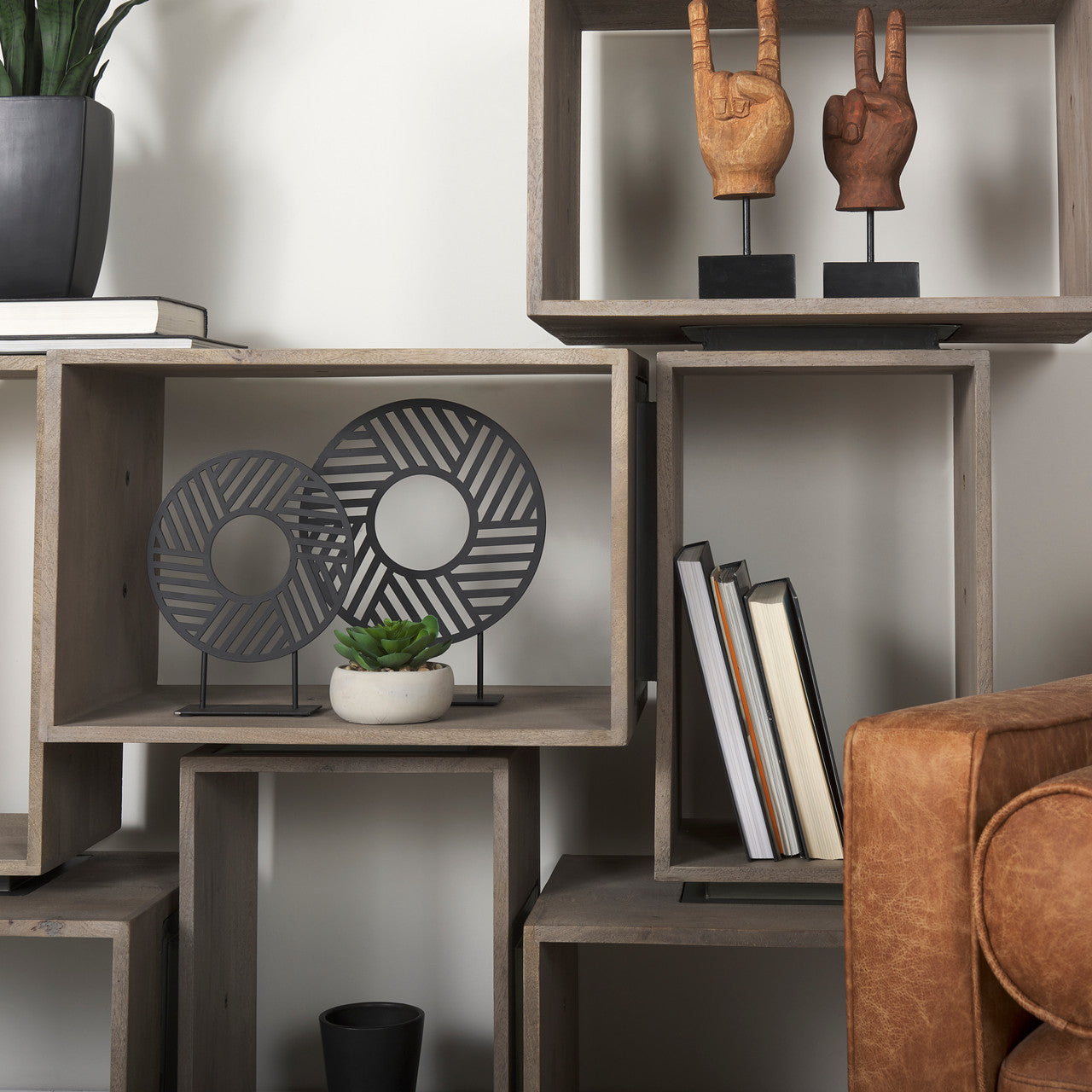 Micra 11.0L x 3.0W x 13.4H Matte Black Metal Decorative Object on a Stand