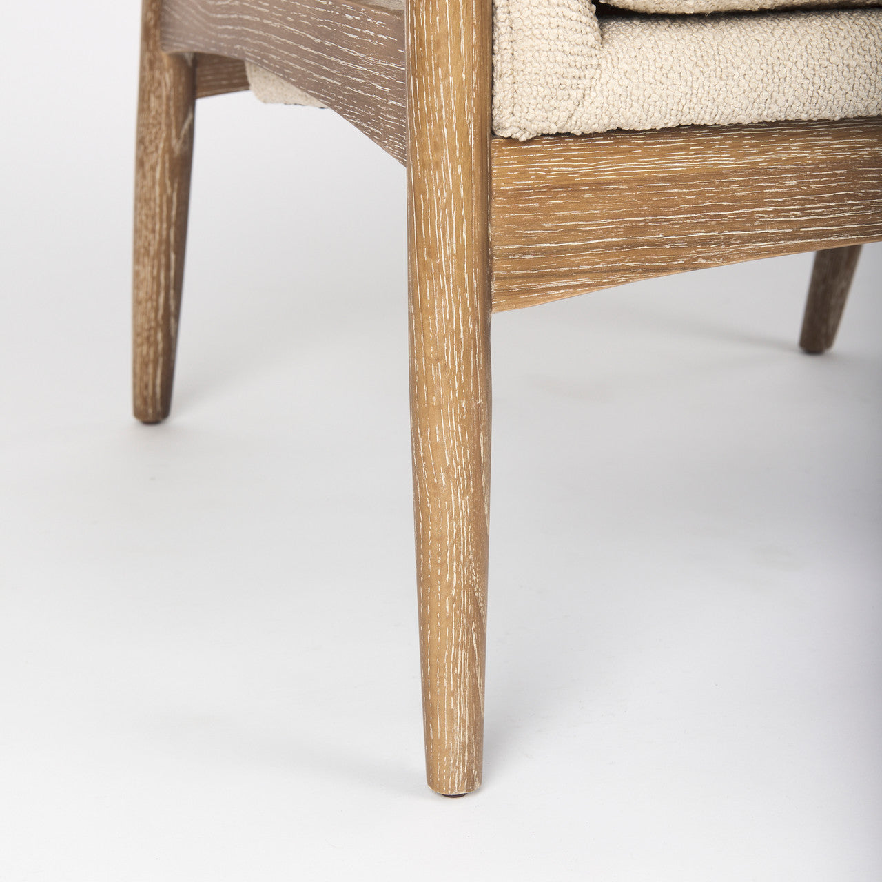 Westan Cream Boucle Fabric W/Light Brown Wood Accent Chair