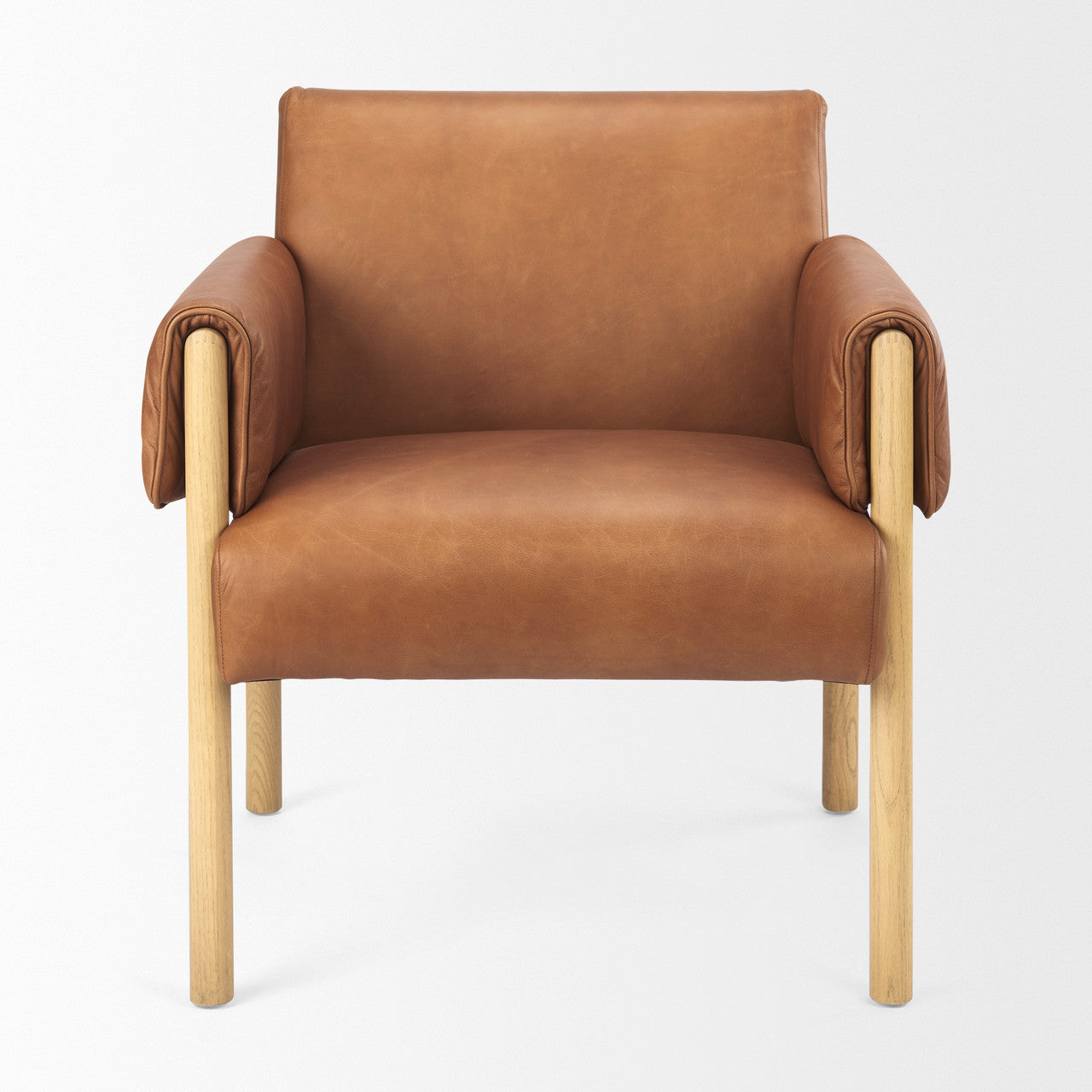 Ashton Brown Leather w/ Light Wood Accent Chair
