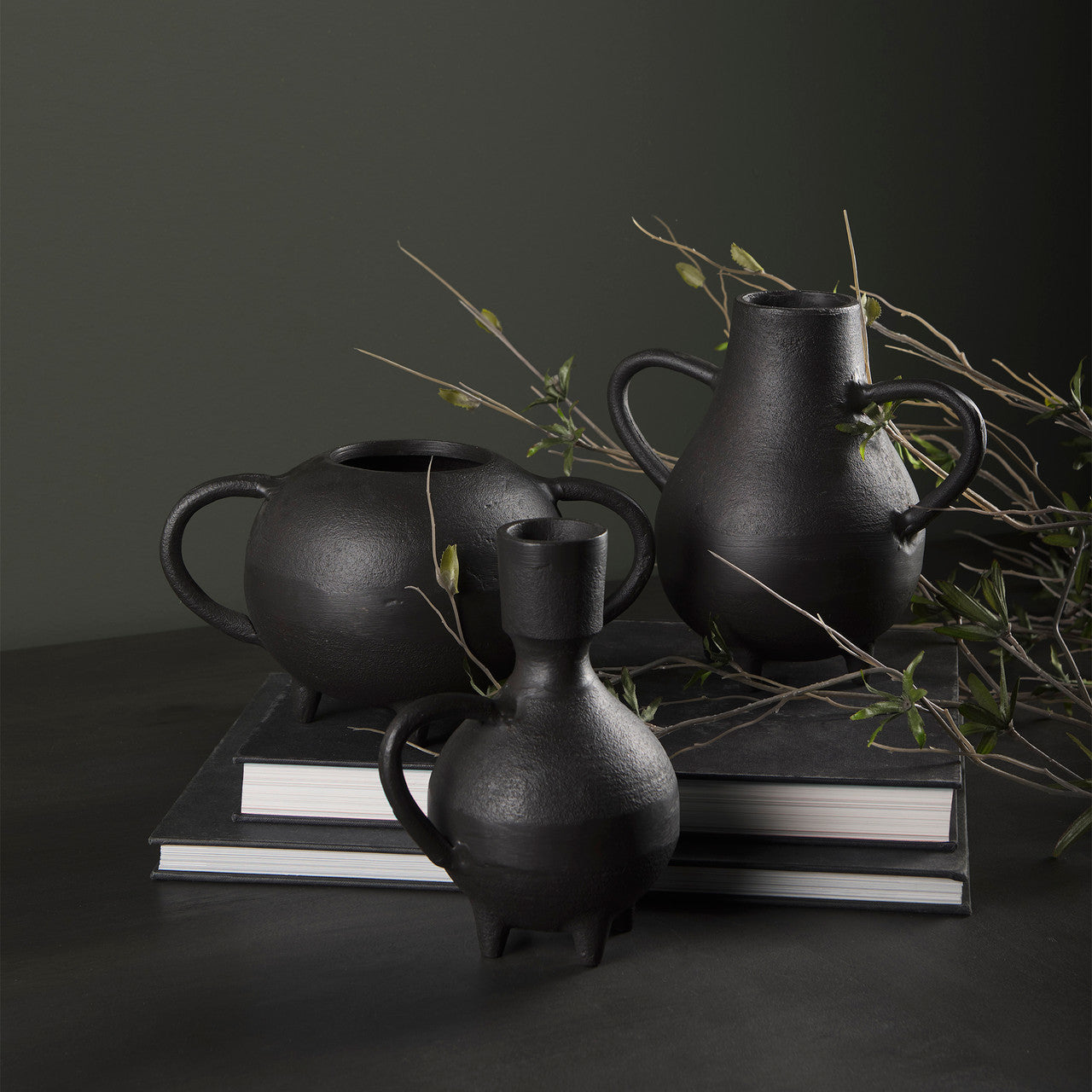 Cyrus Black Spherical Vase Decorative Object