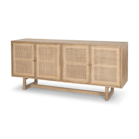 Grier Light Brown Solid Wood W/Cane Sideboard