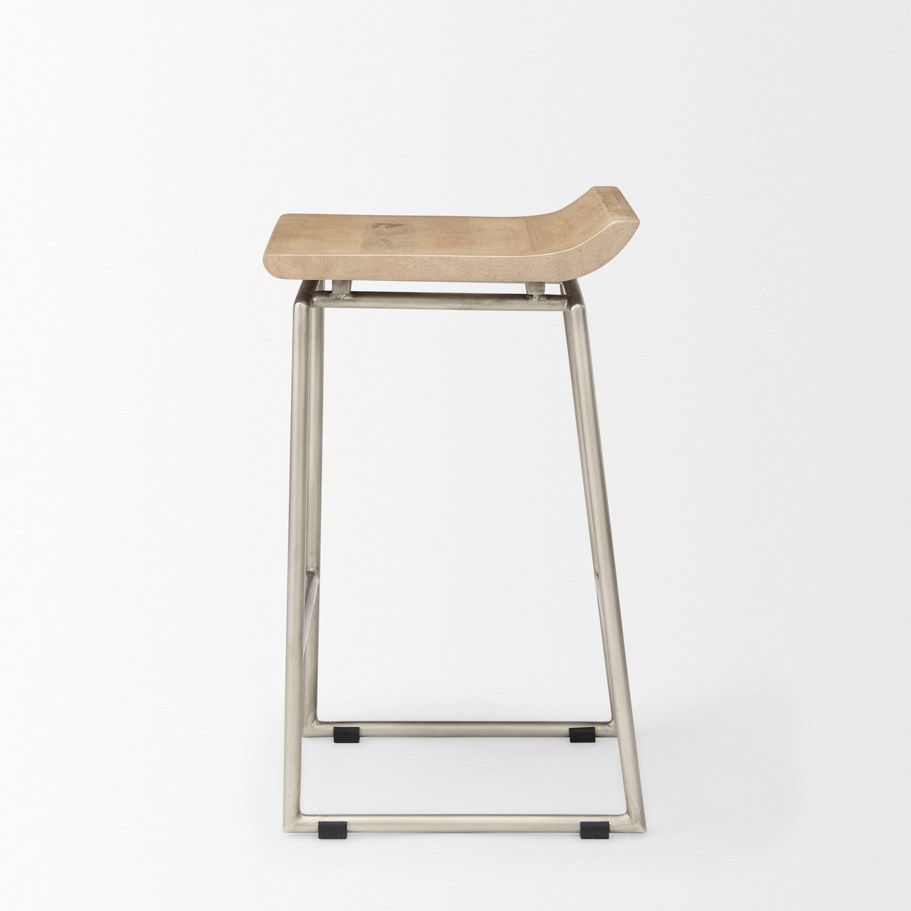 Givens 14.0L x 15.8W x 25.8H Brown Wood W/Silver Metal Frame Counterstool