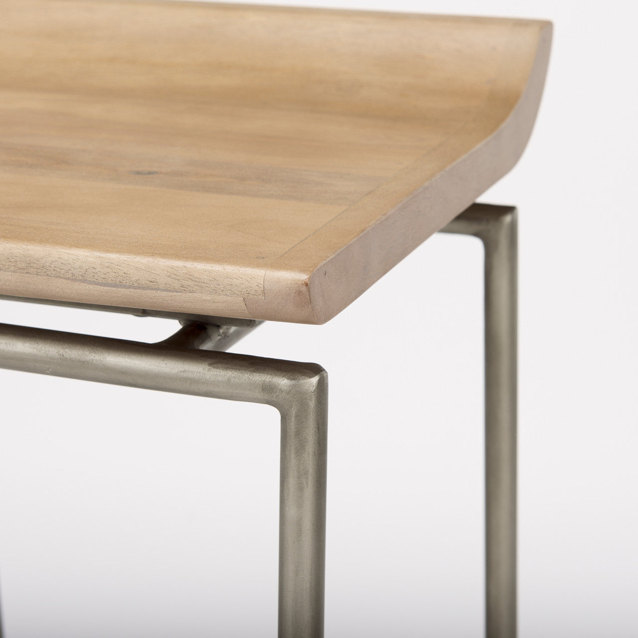 Givens 14.0L x 15.8W x 25.8H Brown Wood W/Silver Metal Frame Counterstool