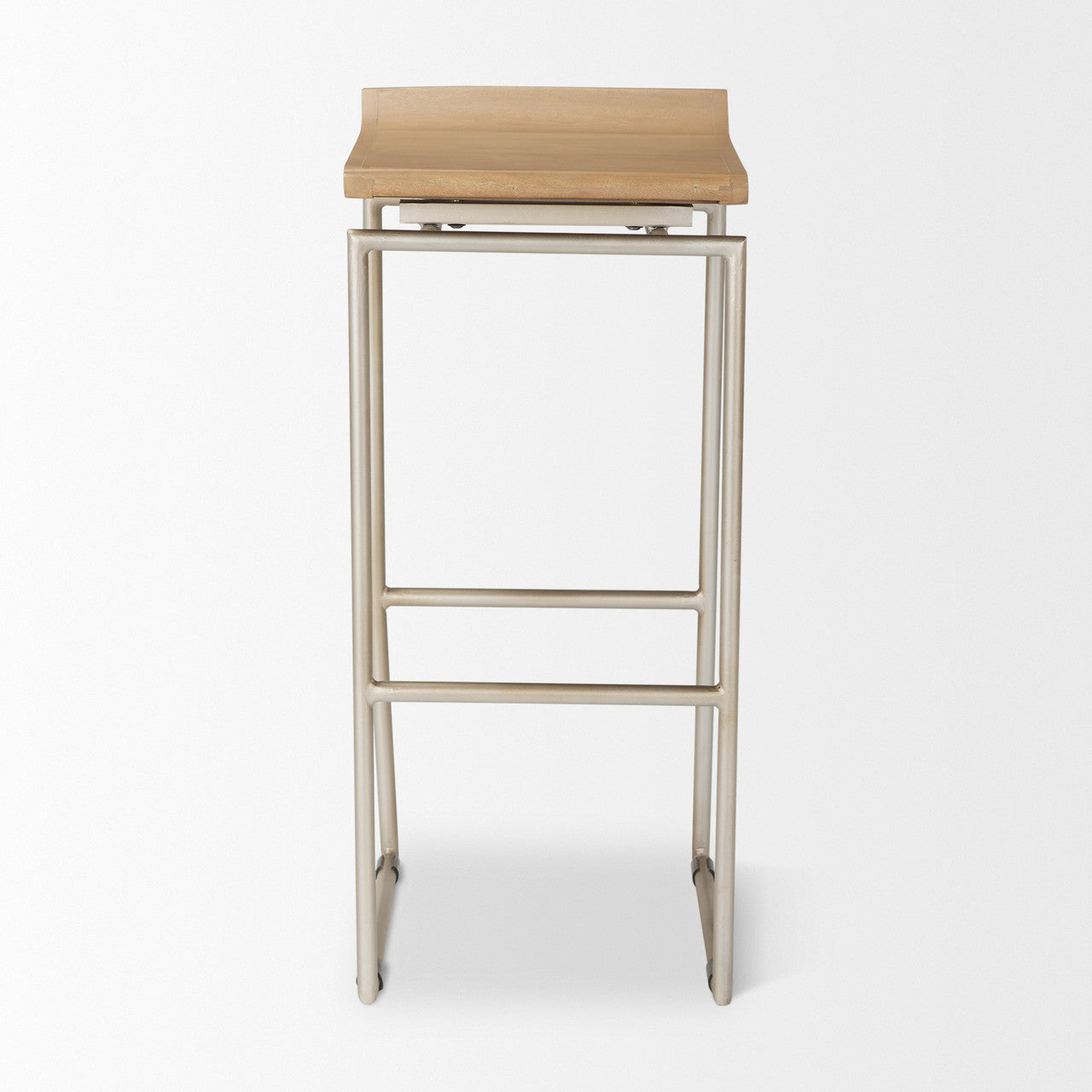 Givens 14.0L x 15.8W x 31.8H Brown Wood W/Silver Metal Frame Barstool
