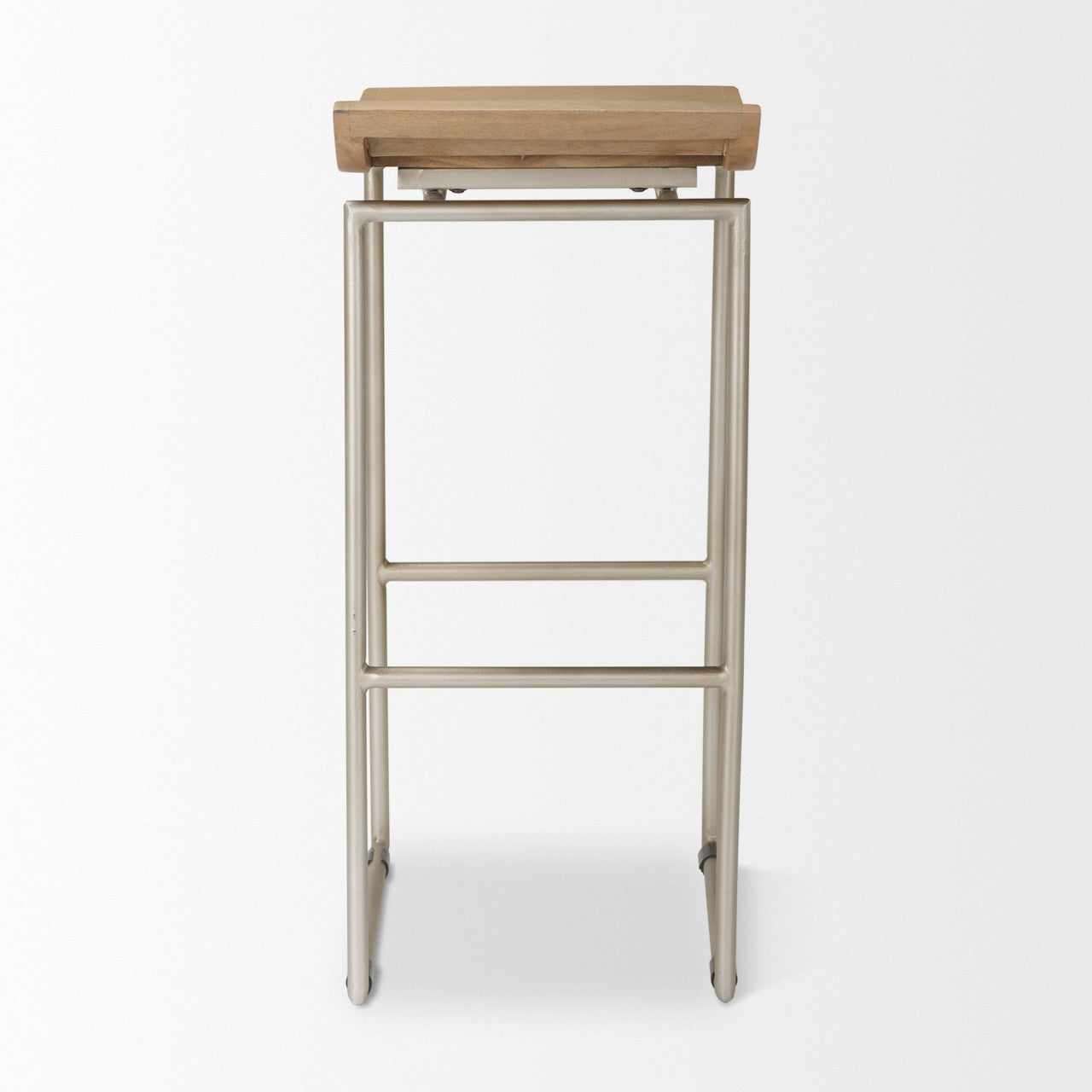 Givens 14.0L x 15.8W x 31.8H Brown Wood W/Silver Metal Frame Barstool