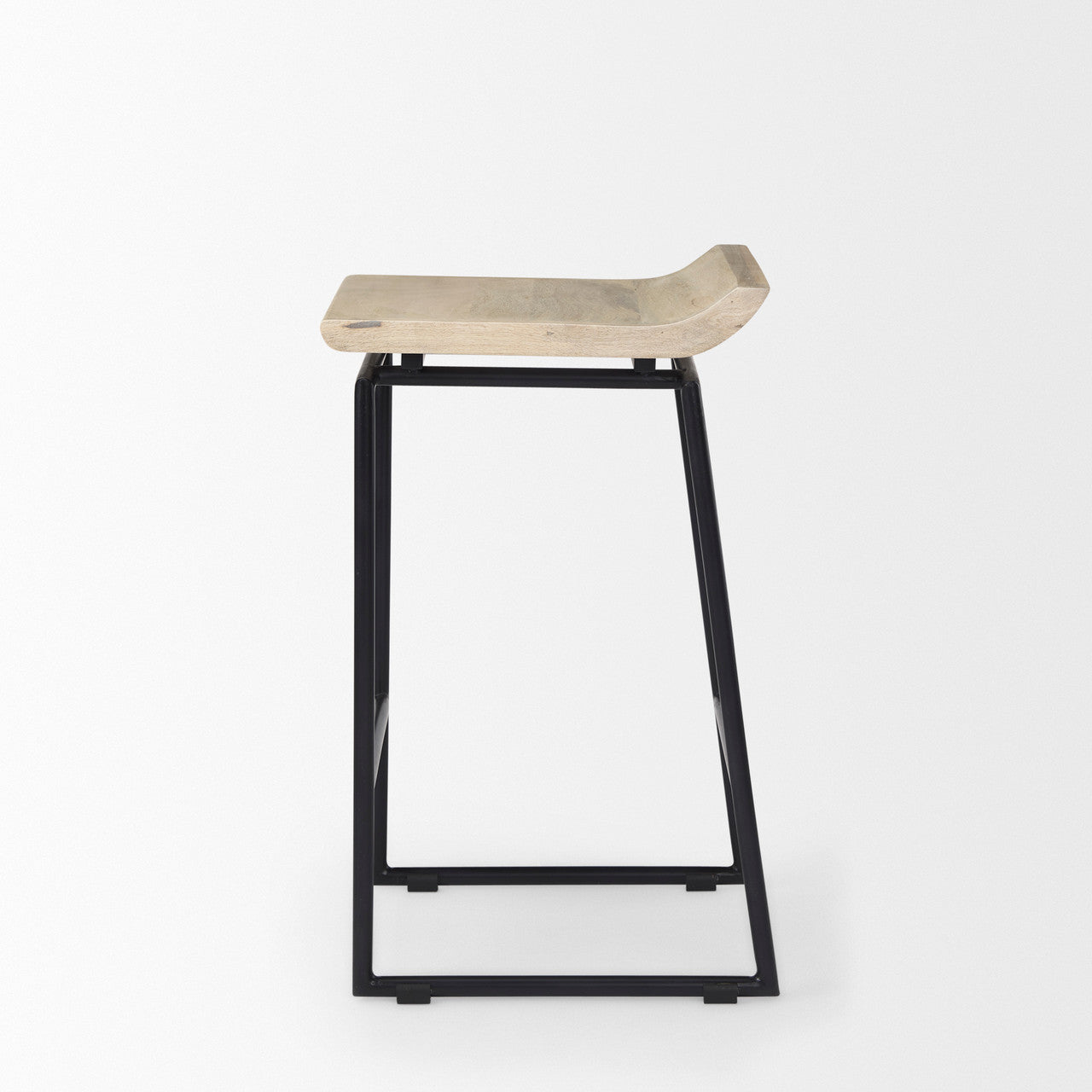 Givens 14.0L x 15.8W x 25.8H Natural Wood W/Black Metal Counter Stool