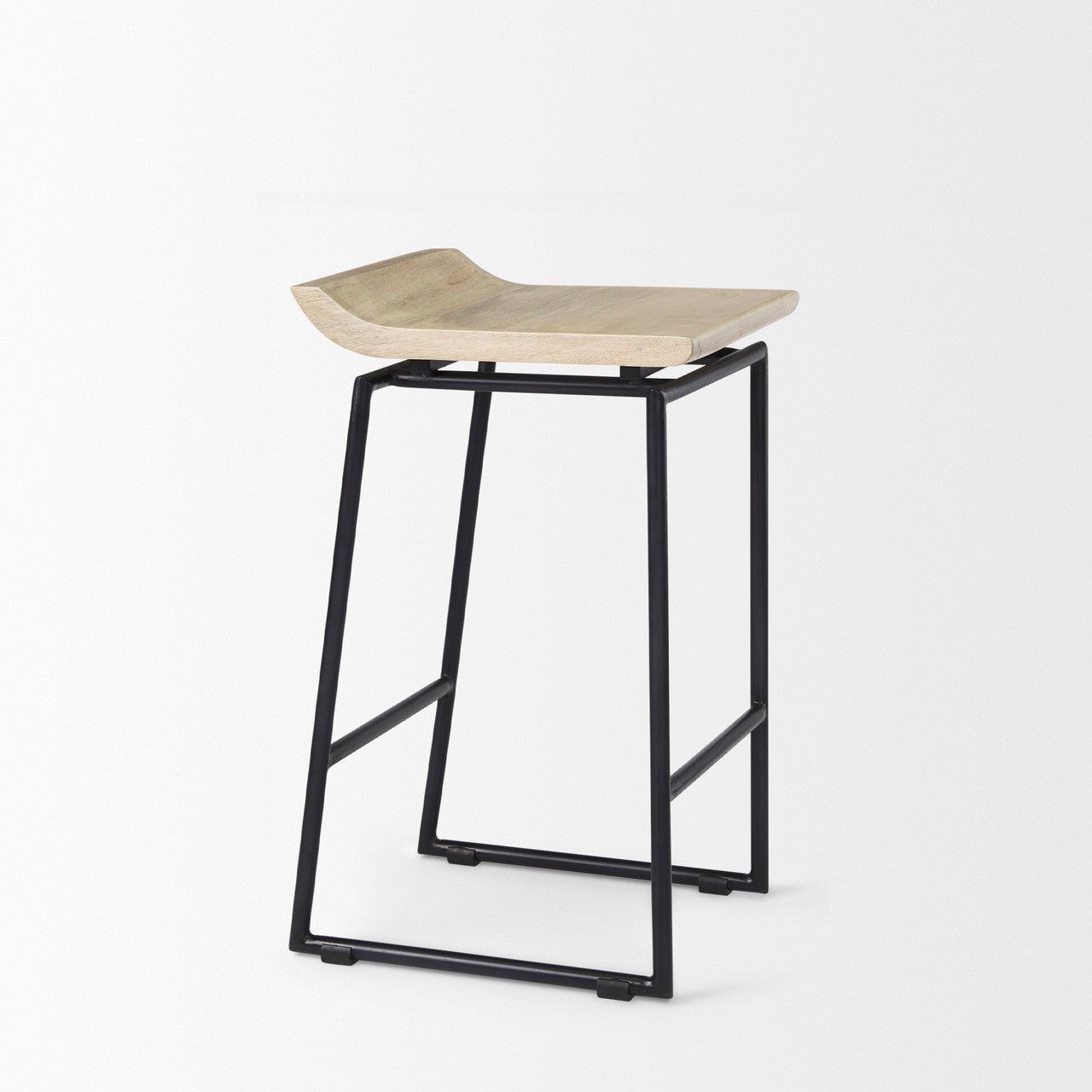 Givens 14.0L x 15.8W x 25.8H Natural Wood W/Black Metal Counter Stool