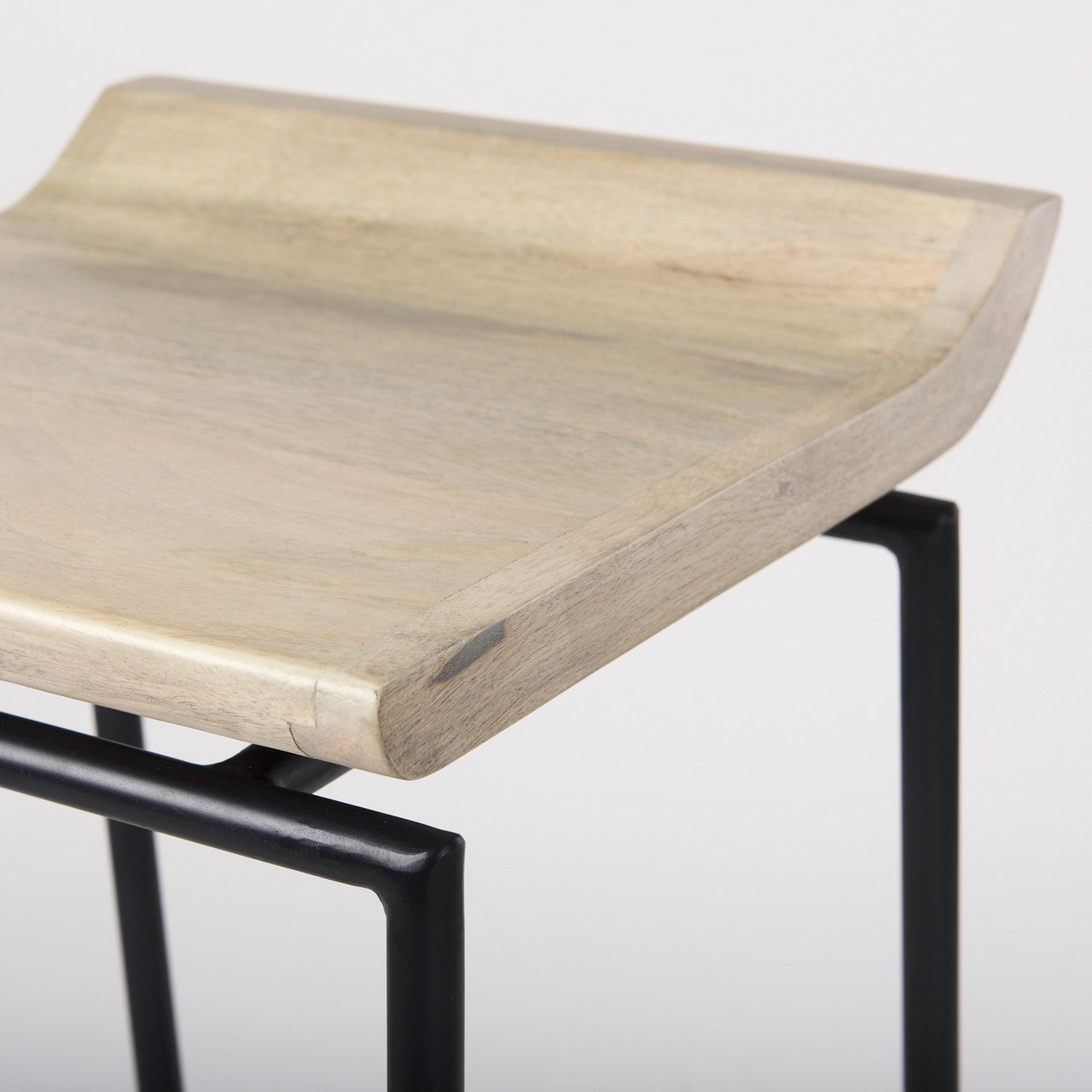 Givens 14.0L x 15.8W x 25.8H Natural Wood W/Black Metal Counter Stool