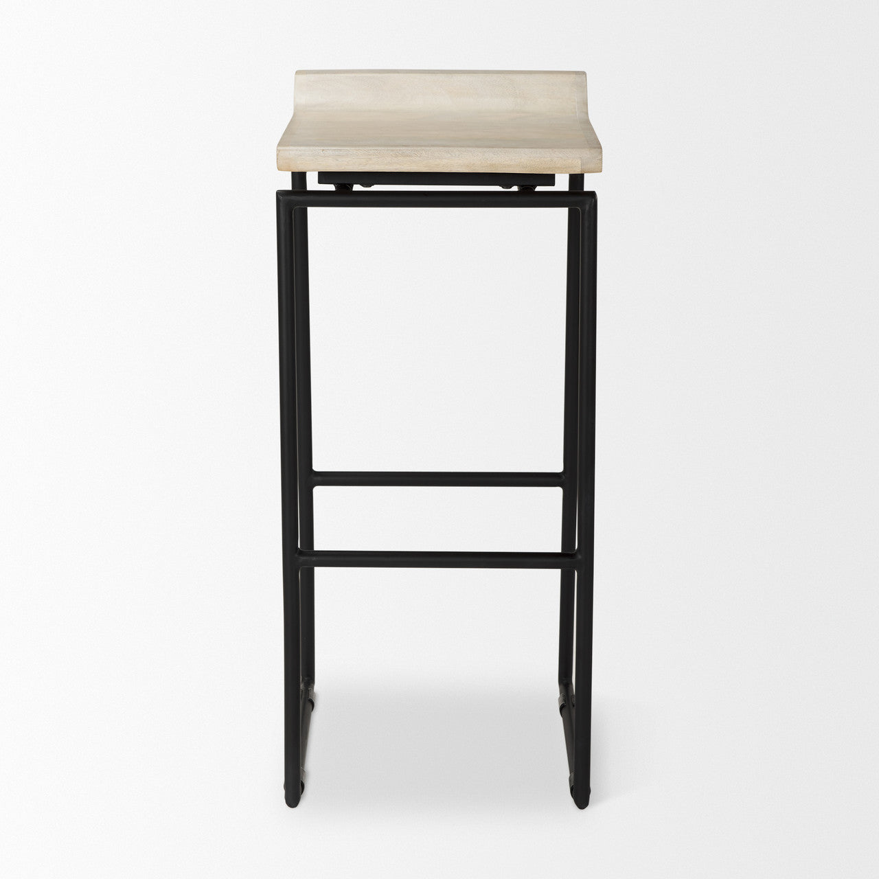 Givens 14.0L x 15.8W x 31.8H Natural Wood W/Black Metal Frame Bar Stool