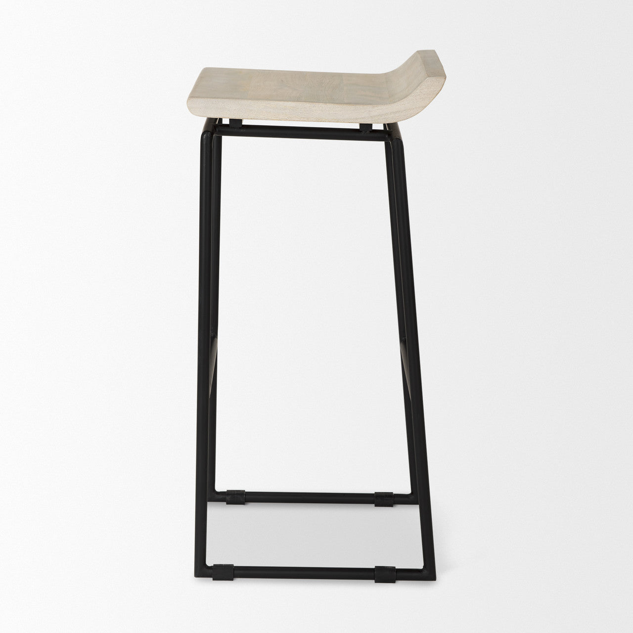 Givens 14.0L x 15.8W x 31.8H Natural Wood W/Black Metal Frame Bar Stool