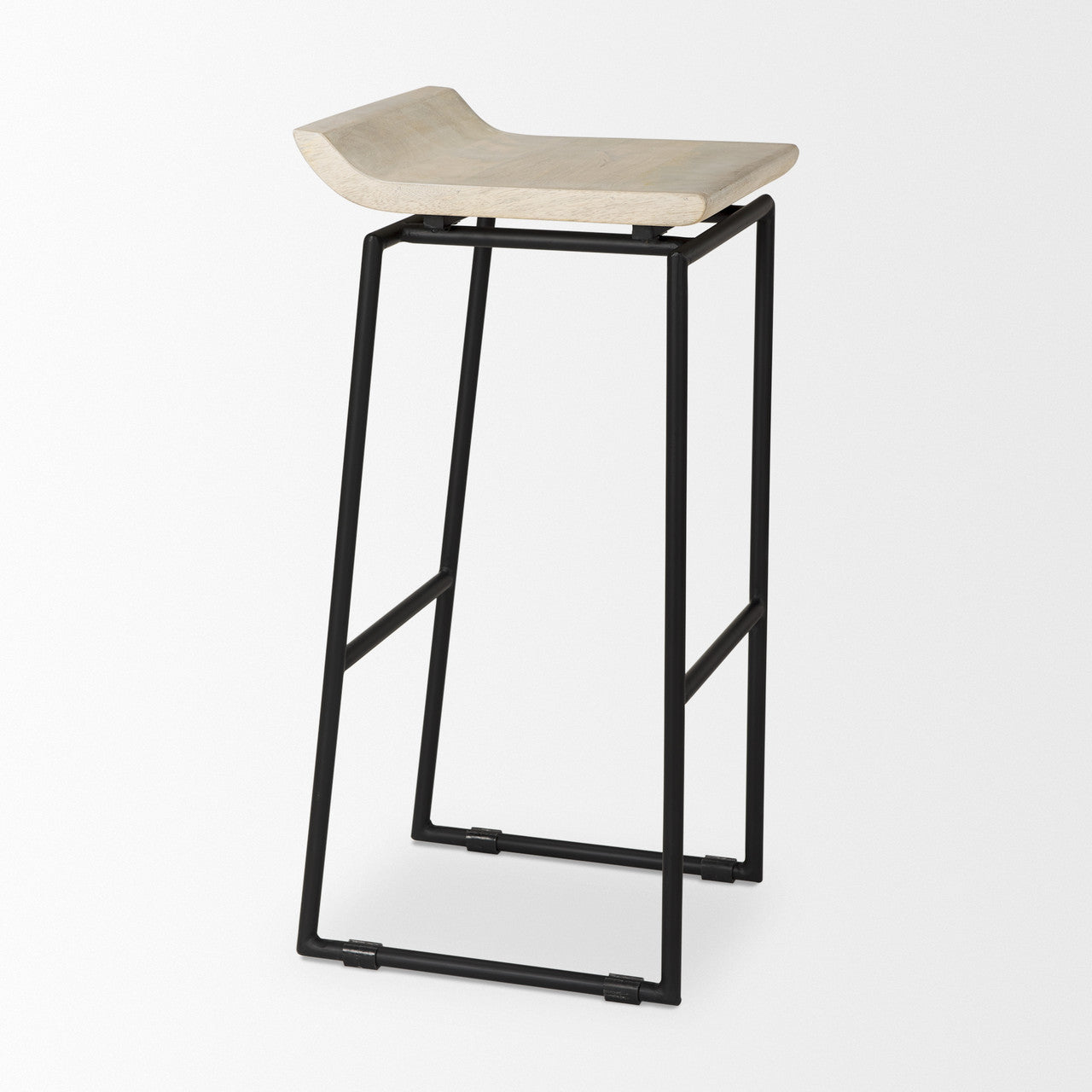 Givens 14.0L x 15.8W x 31.8H Natural Wood W/Black Metal Frame Bar Stool