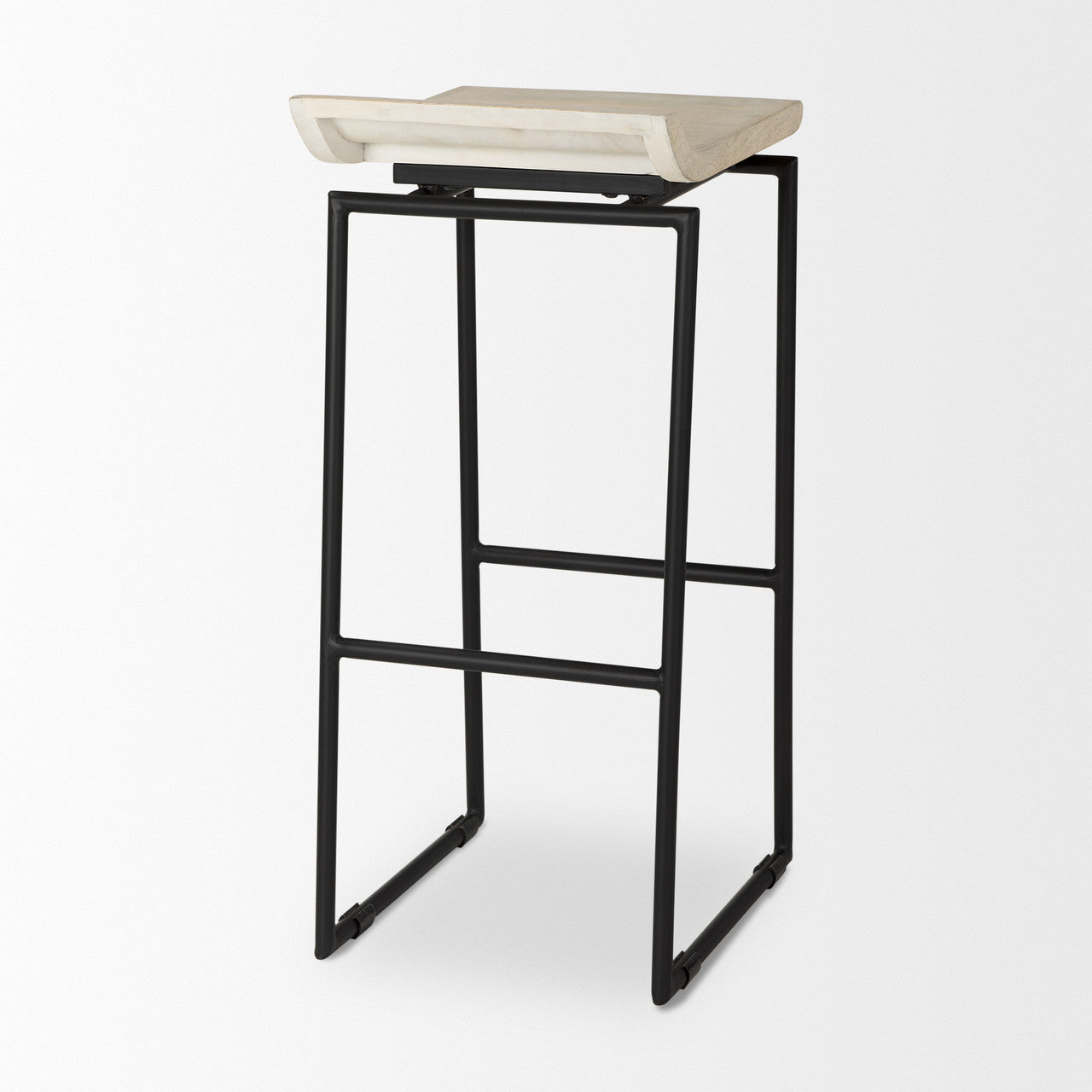 Givens 14.0L x 15.8W x 31.8H Natural Wood W/Black Metal Frame Bar Stool