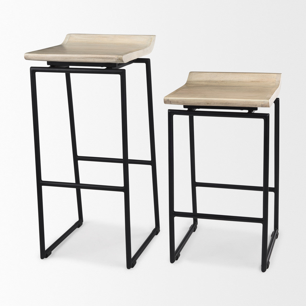 Givens 14.0L x 15.8W x 25.8H Natural Wood W/Black Metal Counter Stool