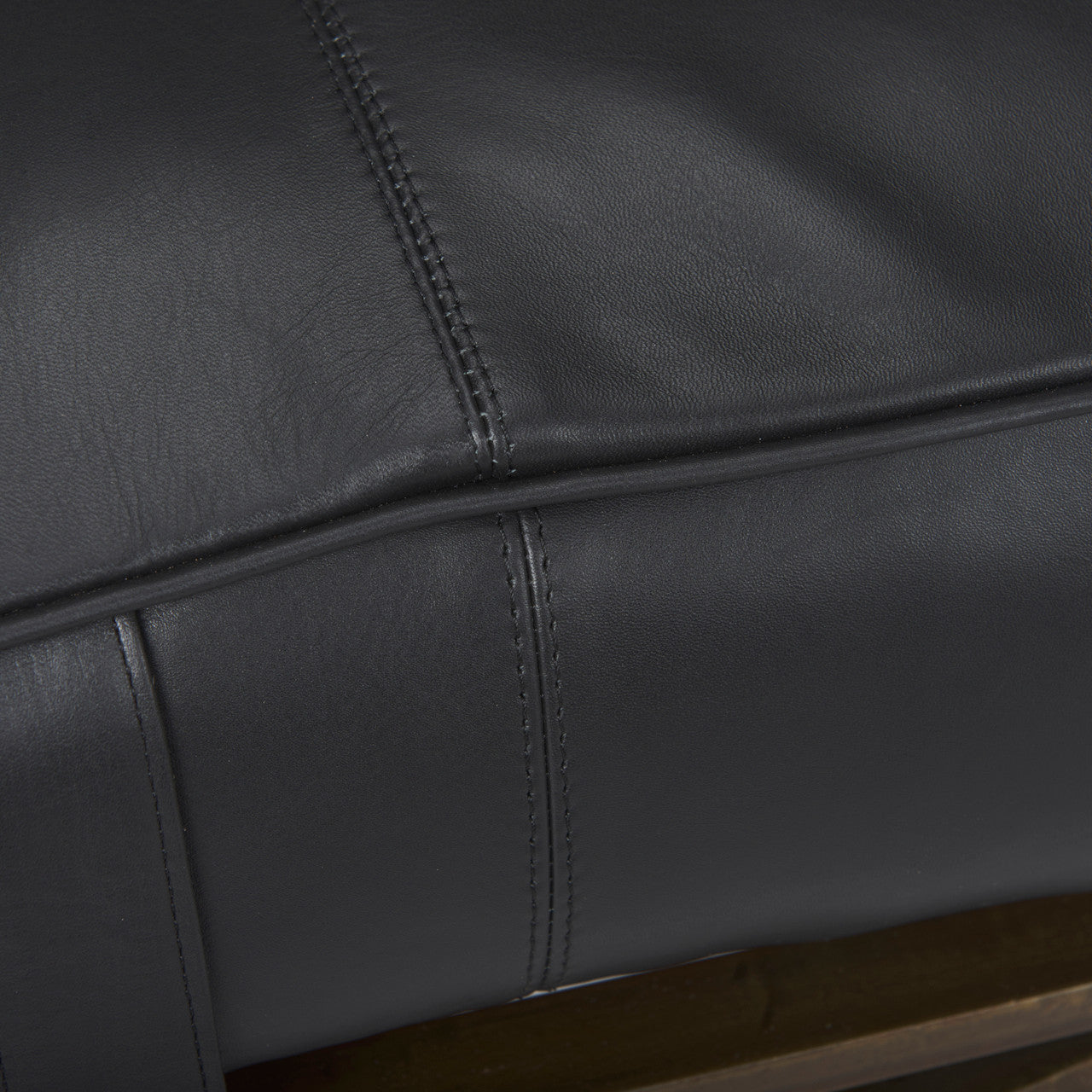 Jessie 55L x 16W Black Leather Seat W/Gold Metal Base Accent Bench