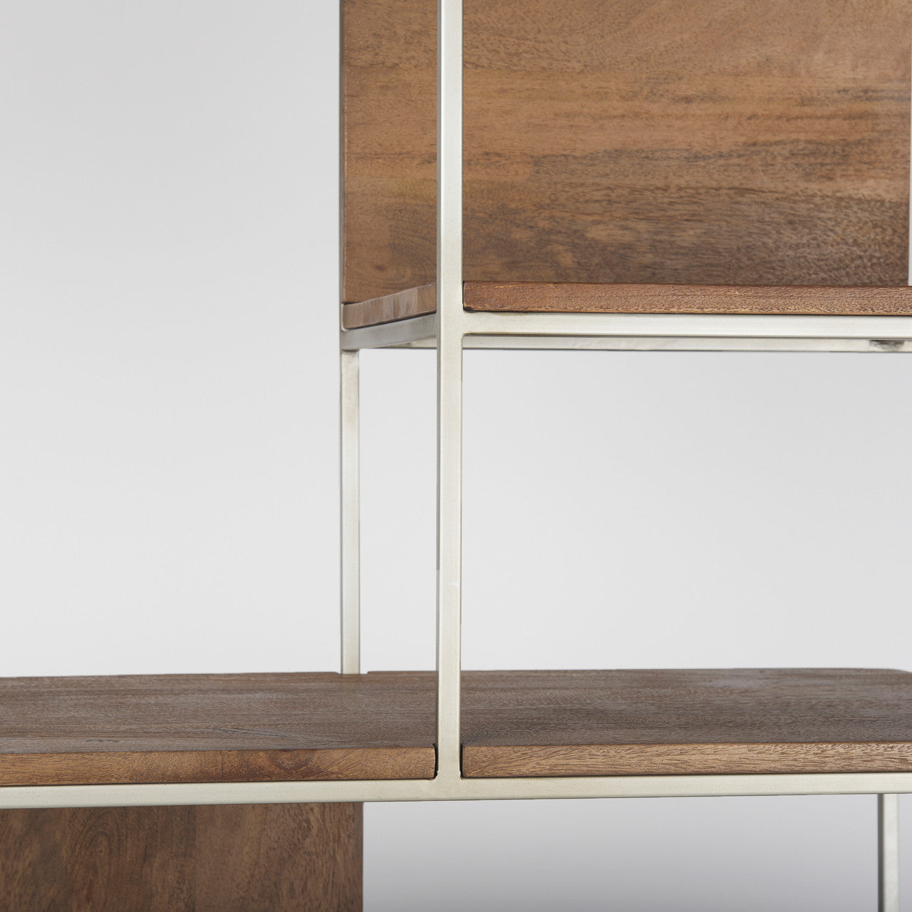 Morris III 47.25 X 15 X 75.5  Brown Wood and Silver Metal Frame 6 Shelf Shelving Unit