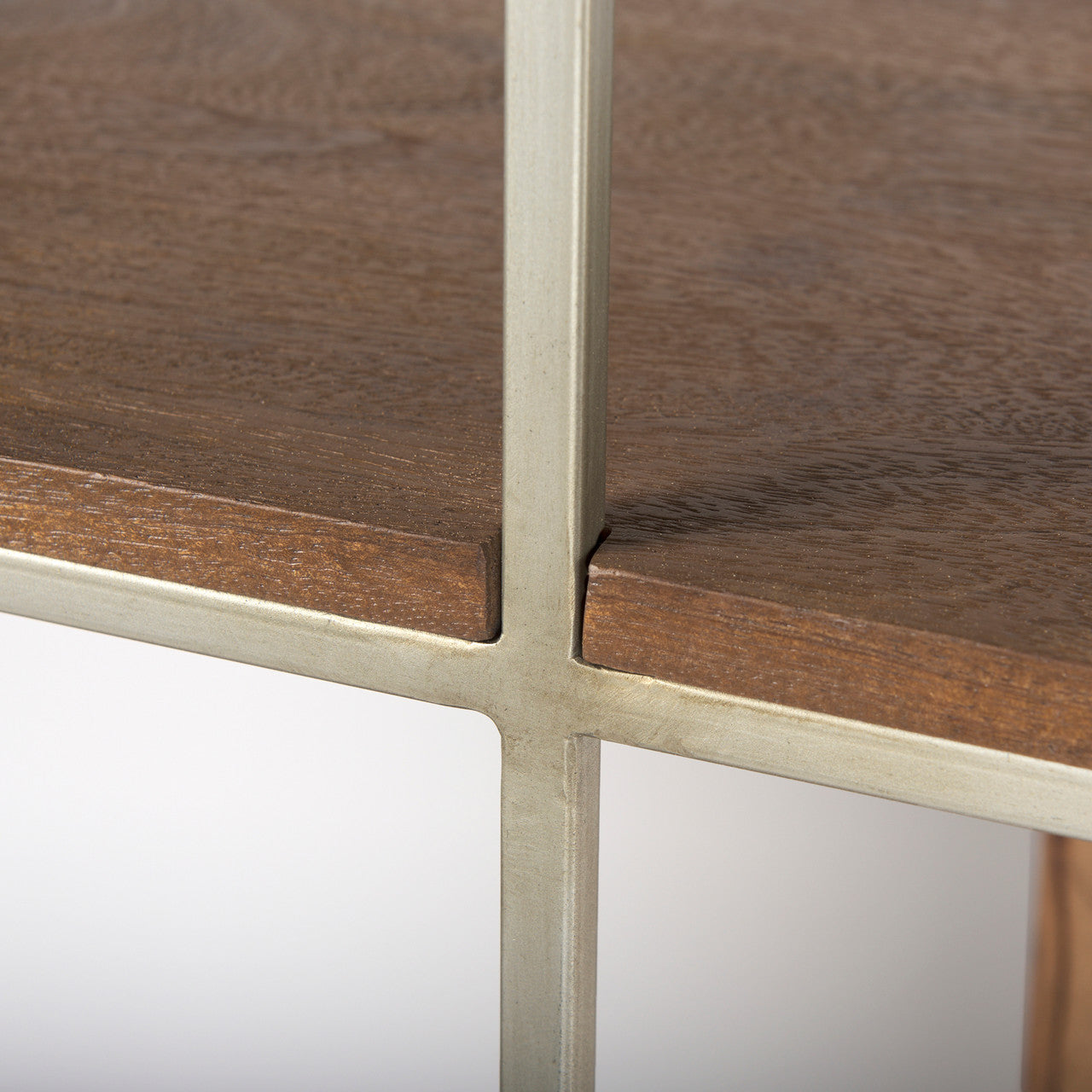 Morris III 47.25 X 15 X 75.5  Brown Wood and Silver Metal Frame 6 Shelf Shelving Unit