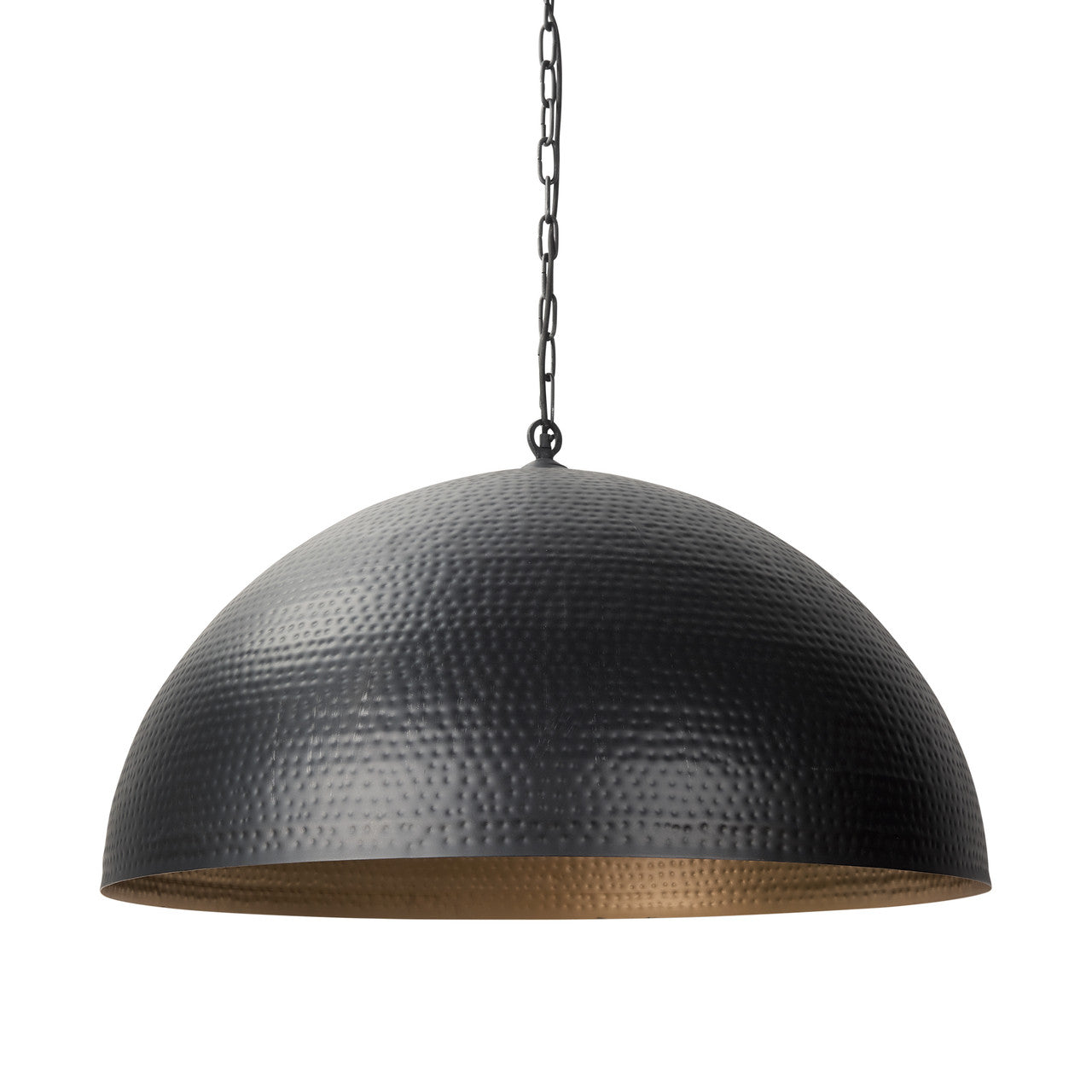 Karina 36" Round Matte Black Hammered Metal Dome Pendant Light