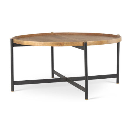 Marquisa Medium Brown Wood W/Black Metal Large Coffee Table