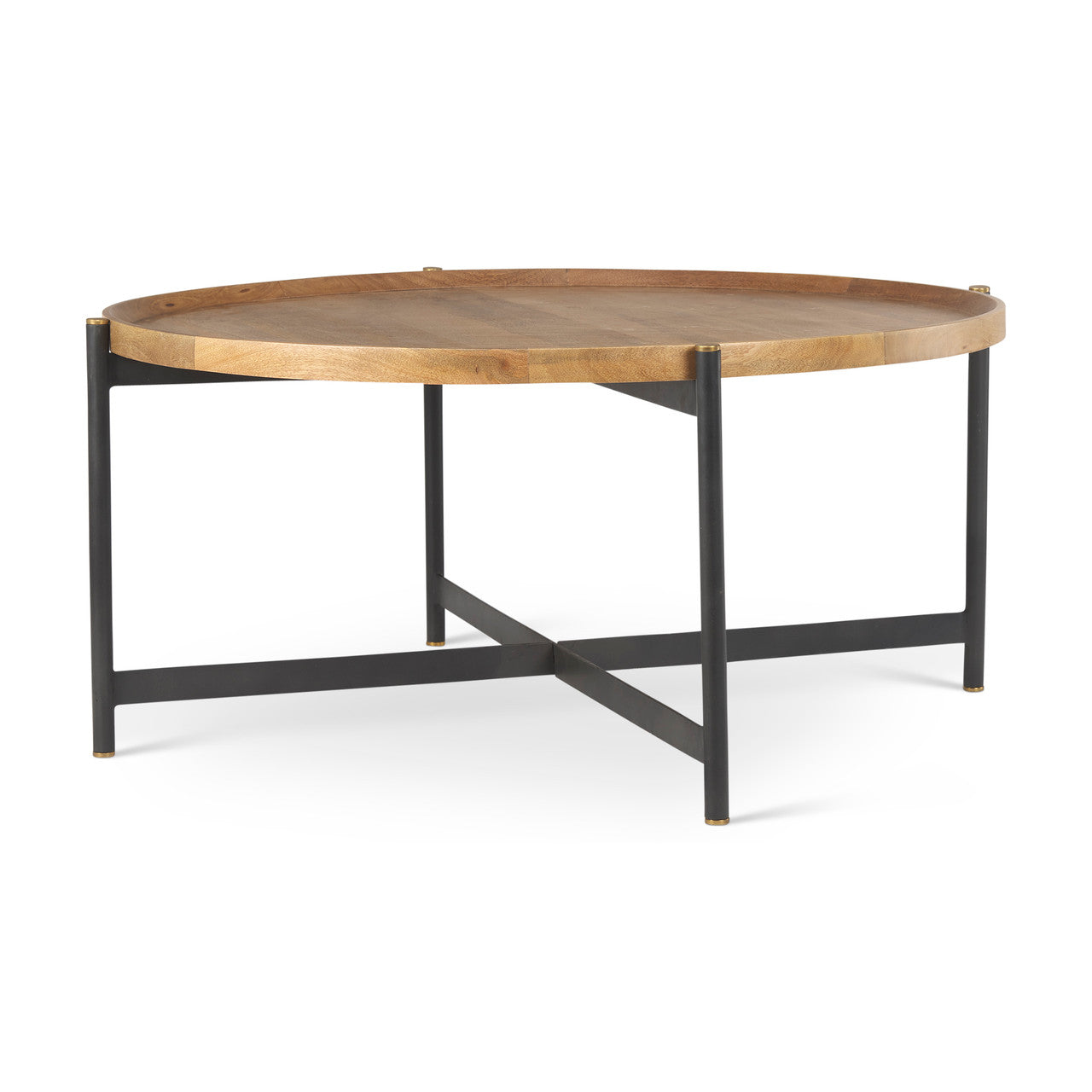 Marquisa Medium Brown Wood W/Black Metal Large Coffee Table