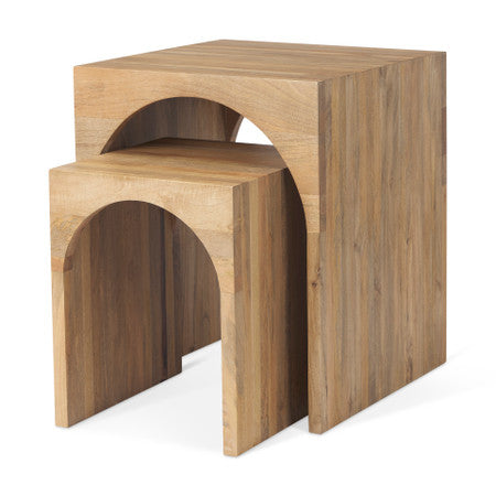 Chloe Set of 2 Cottage Wood Nesting Accent Tables
